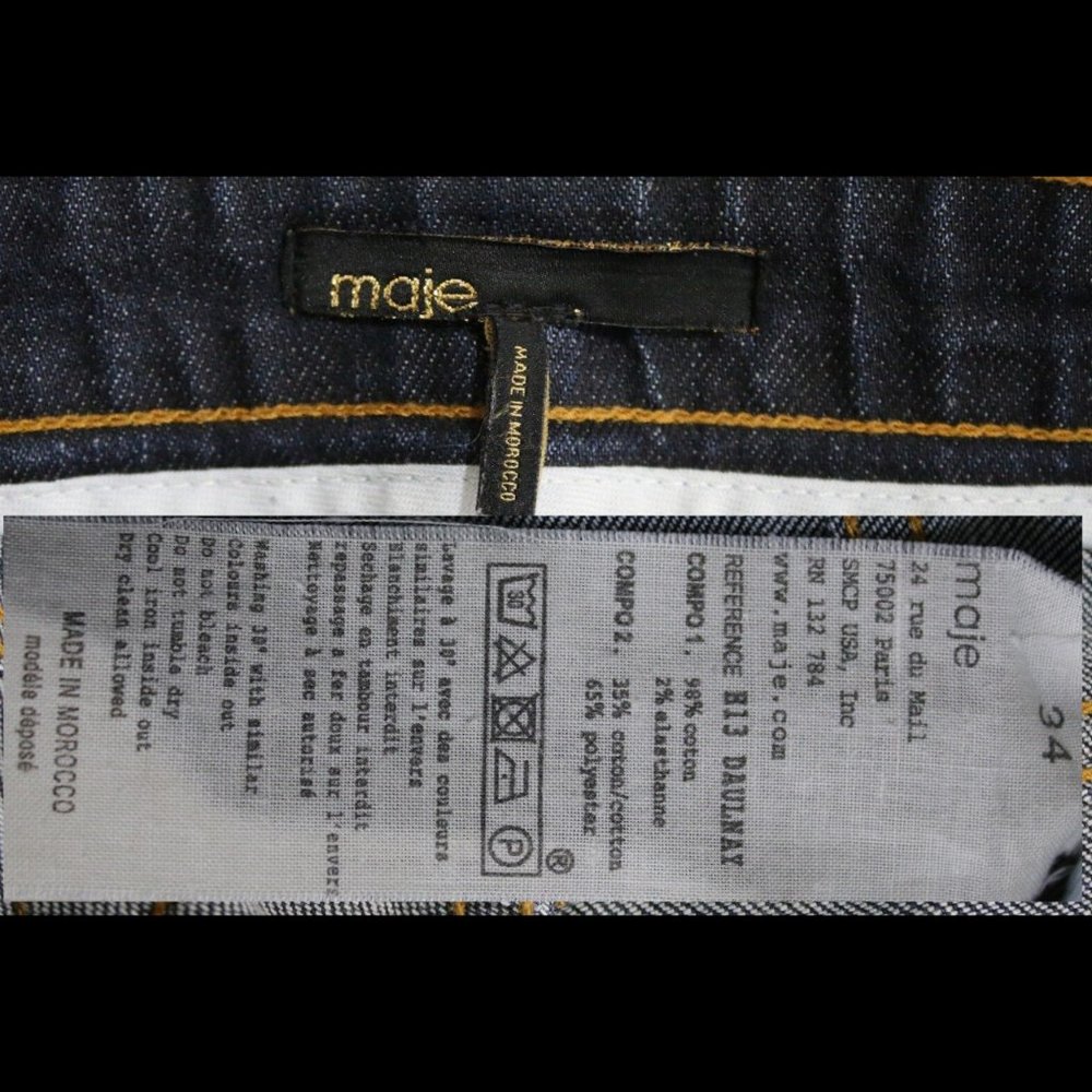 Maje Blue Distressed Womens Jeans Country Cowgirl Size Waist 28 1/2 Inseam 29 - Picture 9 of 9